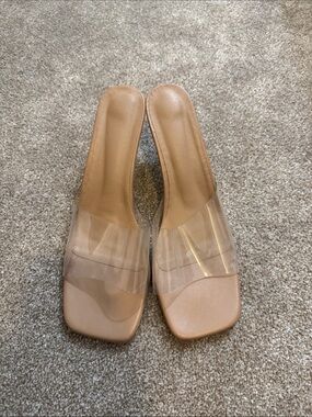 Clear Strap Nude Slide Sandals for Women
